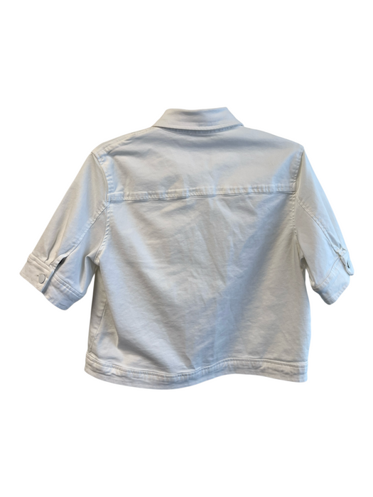 KUT Size Medium White Cotton Blend Half Sleeve Front Button Closure Jacket White / Medium