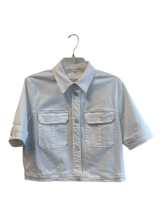 KUT Size Medium White Cotton Blend Half Sleeve Front Button Closure Jacket White / Medium