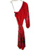 Farm Rio Size L Red & Multi Viscose One Shoulder Long Balloon Sleeve Dress Red & Multi / L