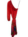 Farm Rio Size L Red & Multi Viscose One Shoulder Long Balloon Sleeve Dress Red & Multi / L