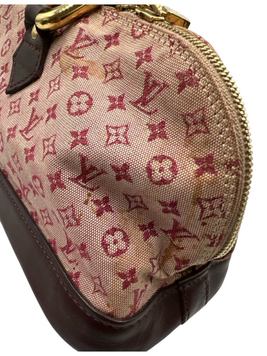 Louis Vuitton Red & Brown Leather Monogram Long Zip Close hand bag Bag Red & Brown / M