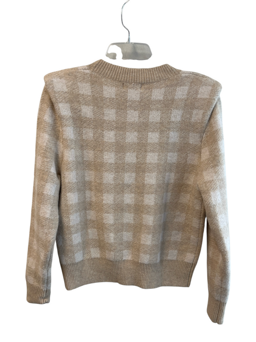 Evereve Size S Ivory Polyester Blend Plaid Round Neck Long Sleeve Sweater Ivory / S