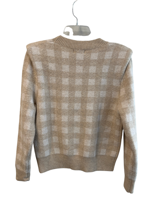 Evereve Size S Ivory Polyester Blend Plaid Round Neck Long Sleeve Sweater Ivory / S