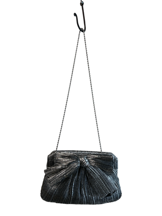 Loeffler Randall Silver Metallic Cross Body Bow Chain Strap Snap Close Bag Silver / S