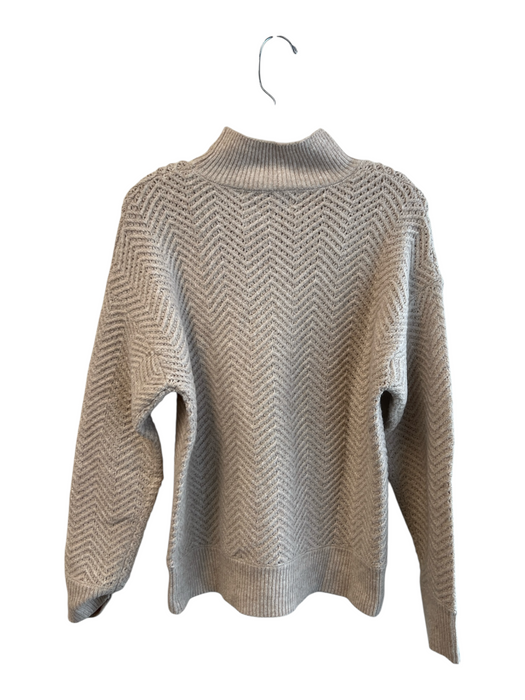 Evereve Size S Beige Acrylic Blend Mock Neck Knit Long Sleeve Sweater Beige / S