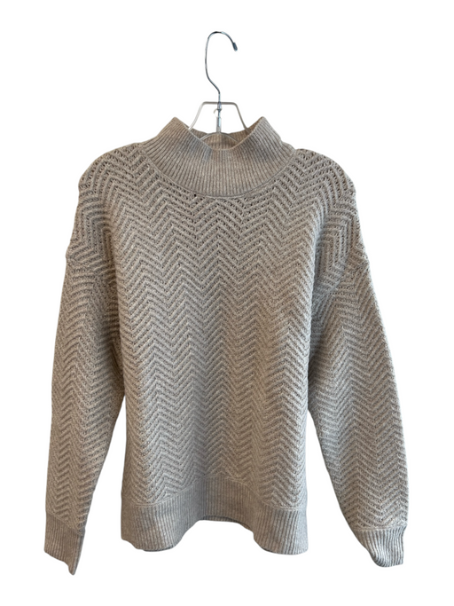 Evereve Size S Beige Acrylic Blend Mock Neck Knit Long Sleeve Sweater Beige / S