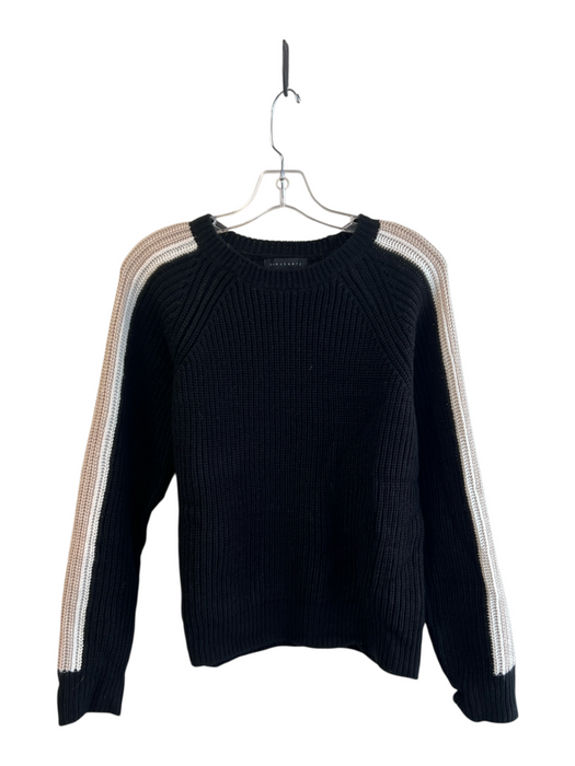 Sanctuary Size S Black & Tan Acrylic Knit Round Neck Sleeve Stripe Sweater Black & Tan / S
