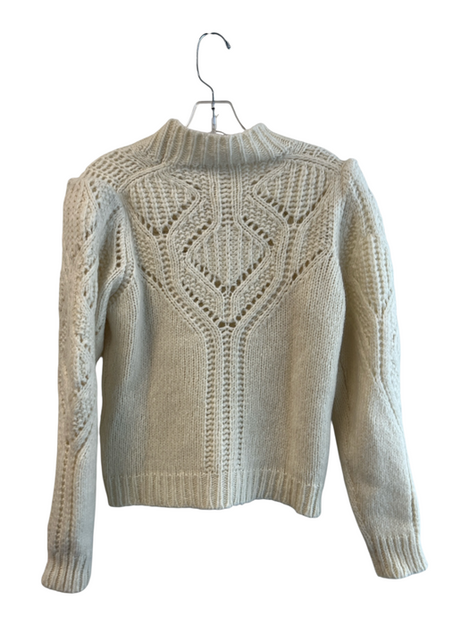 Ba&sh Size 2 Cream Wool & Alpaca Cable Knit High Neck Long Sleeve Sweater Cream / 2
