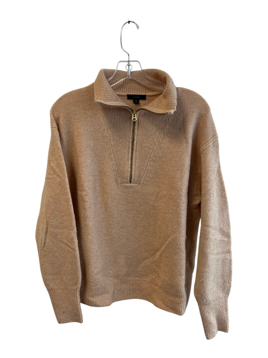 J Crew Size M Camel No Fabric Tag High Neck Half Zip Long Sleeve Knit Sweater Camel / M
