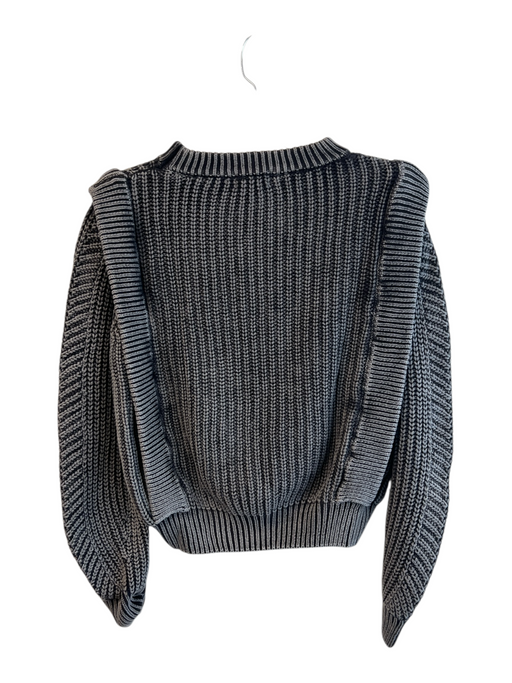 Evereve Size S Gray Cotton Cable Knit Round Neck Long Sleeve Sweater Gray / S