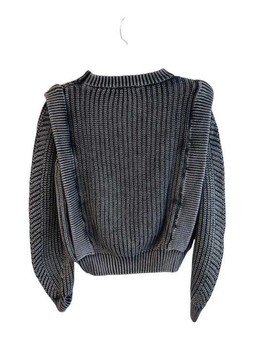 Evereve Size S Gray Cotton Cable Knit Round Neck Long Sleeve Sweater Gray / S