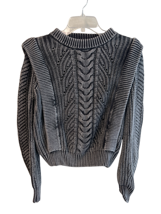 Evereve Size S Gray Cotton Cable Knit Round Neck Long Sleeve Sweater Gray / S