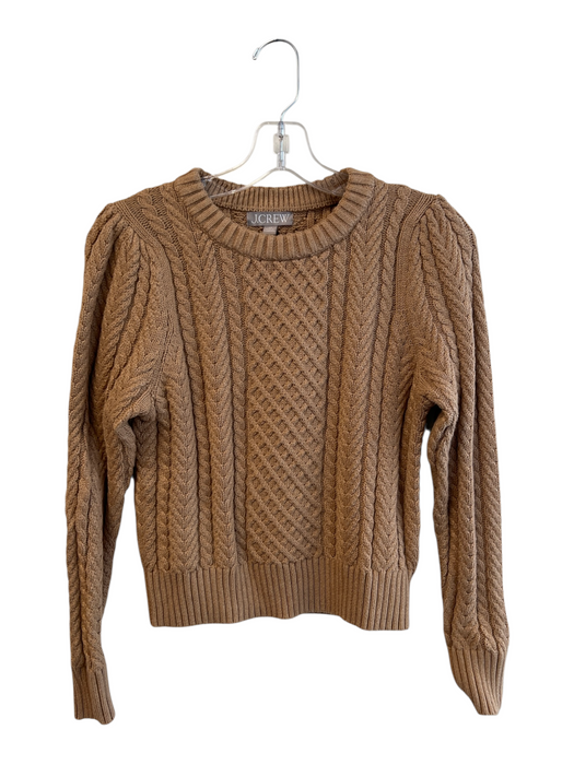 J Crew Size XS Camel Cotton Knit Round Neck Long Sleeve Sweater Camel / XS