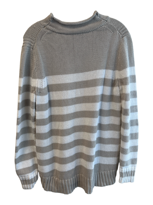 J Crew Always Size L Gray & White Cotton Knit Round Neck Long Sleeve Sweater Gray & White / L