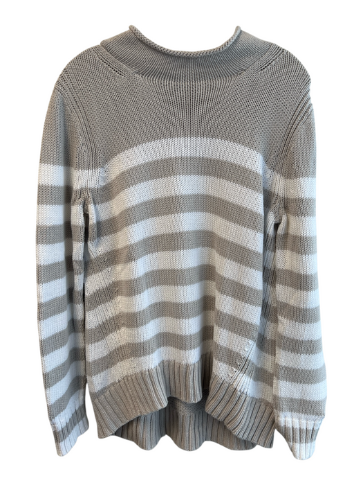 J Crew Always Size L Gray & White Cotton Knit Round Neck Long Sleeve Sweater Gray & White / L