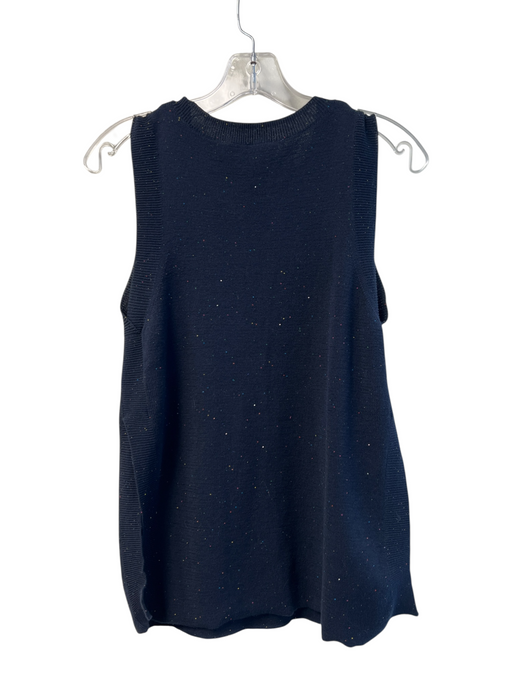 Cotton by Autumn Cashmere Size XS Navy Cotton Speckled Round Neck Sleeveless Top Navy / XS