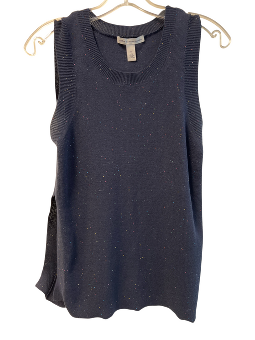 Cotton by Autumn Cashmere Size XS Navy Cotton Speckled Round Neck Sleeveless Top Navy / XS