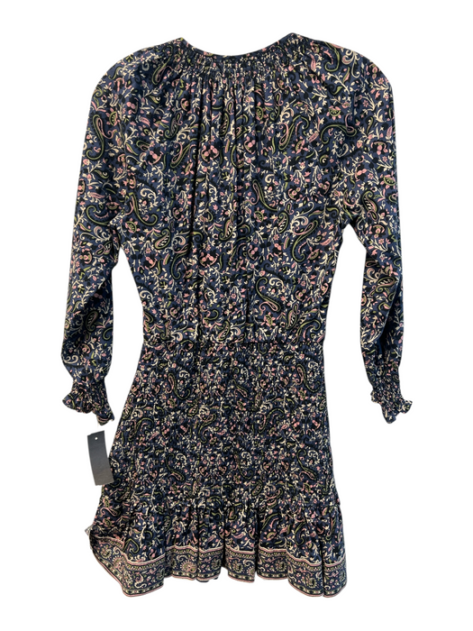 Veronica Beard Size 0 Navy & Multi Cotton Paisley Print Deep V neck Dress Navy & Multi / 0