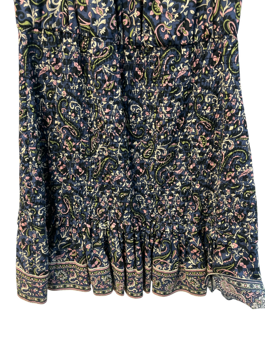 Veronica Beard Size 0 Navy & Multi Cotton Paisley Print Deep V neck Dress Navy & Multi / 0