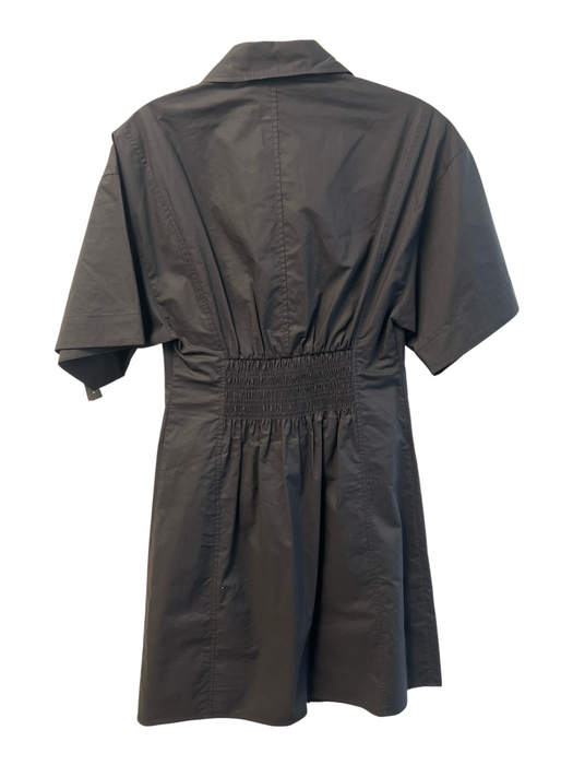 Frame Size XS Black Organic Cotton Short Sleeve Button Down Collar Dress Black / XS