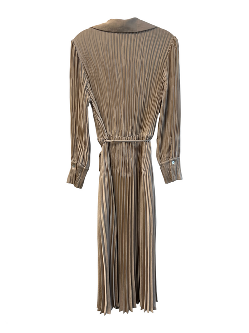 Vince Size XS Light Tan Polyester Button Down Acordian Pleated Collar Dress Light Tan / XS