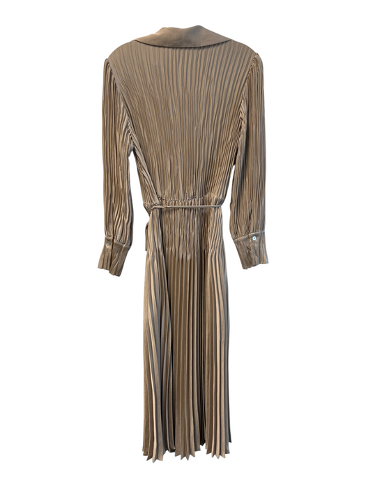 Vince Size XS Light Tan Polyester Button Down Acordian Pleated Collar Dress Light Tan / XS