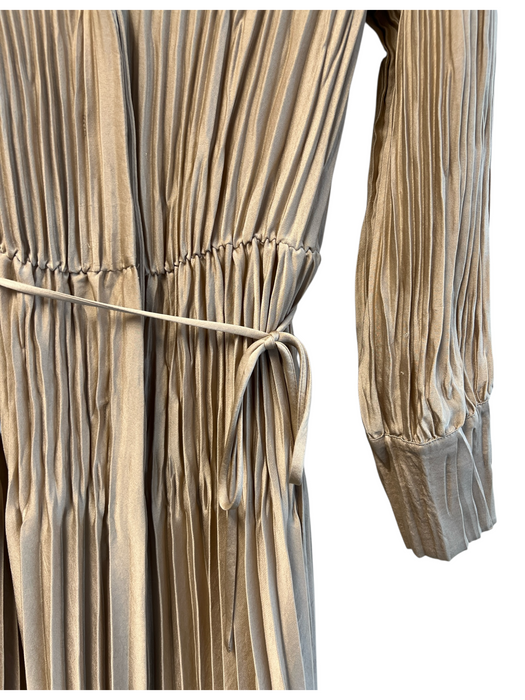 Vince Size XS Light Tan Polyester Button Down Acordian Pleated Collar Dress Light Tan / XS