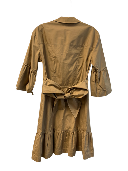 Veronica Beard Size 2 Light Brown Cotton Attached Belt Collar Button Down Dress Light Brown / 2