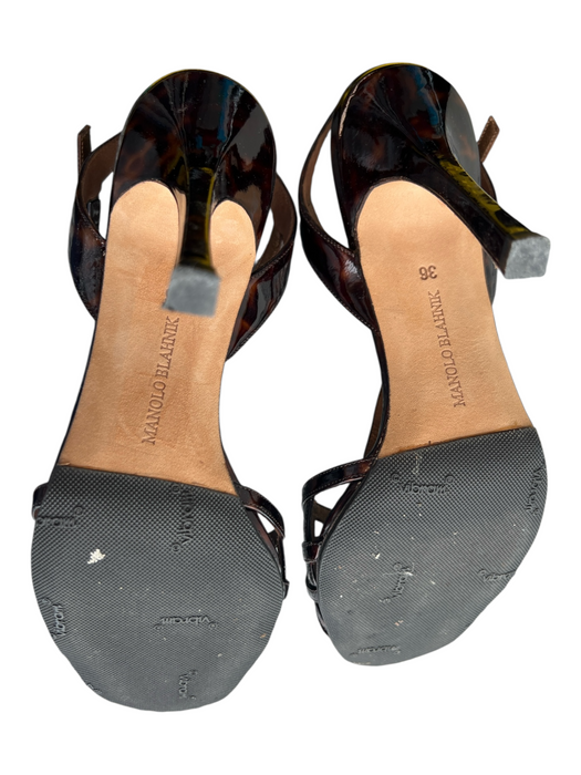 Manolo Blahnik Shoe Size 36 Tortoise shell Patent Leather open toe Shoes Tortoise shell / 36
