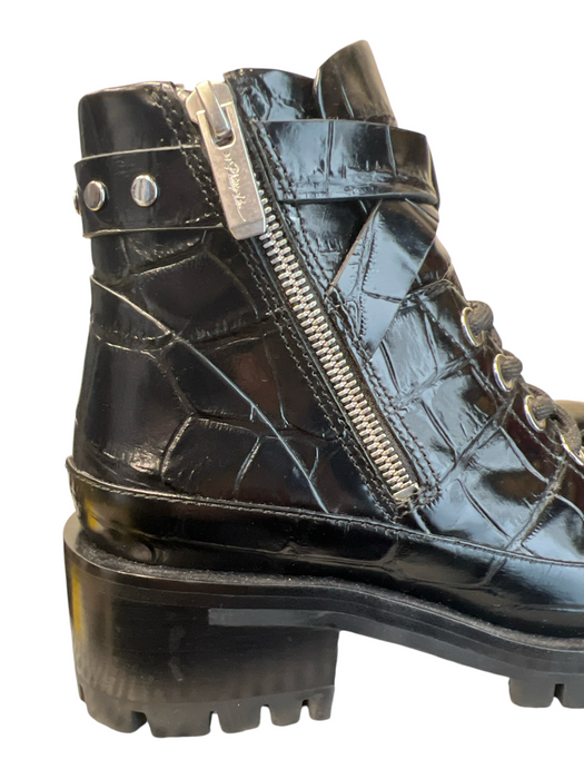 3.1 Phillip Lim Shoe Size 36.5 Black Leather Lace Up Side Zip Lug Sole Booties Black / 36.5