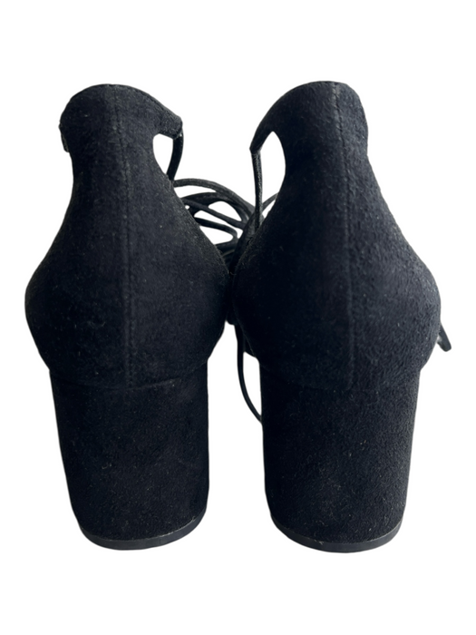 Loeffler Randall Shoe Size 6 Black Suede Almond Toe Block Heel Wrap Ankle Shoes Black / 6