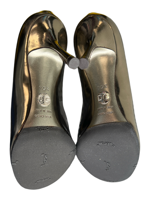 Dolce & Gabbana Shoe Size 35.5 Metallic Silver Leather Stiletto Peep Toe Shoes Metallic Silver / 35.5