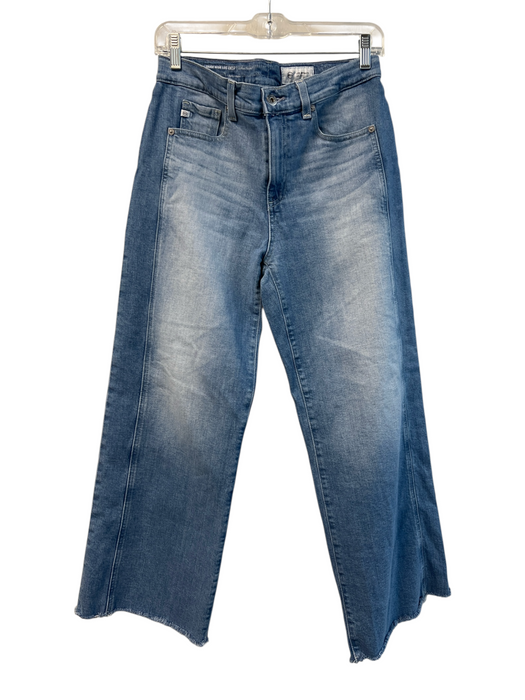 AG Size 26 Light Denim Cotton Blend Wide Leg Cropped Mid Rise Zip Fly Jeans Light Denim / 26