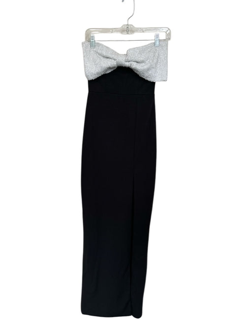 Windsor Size S Black & White Polyester Blend Sequins Bow Strapless Maxi Gown Black & White / S