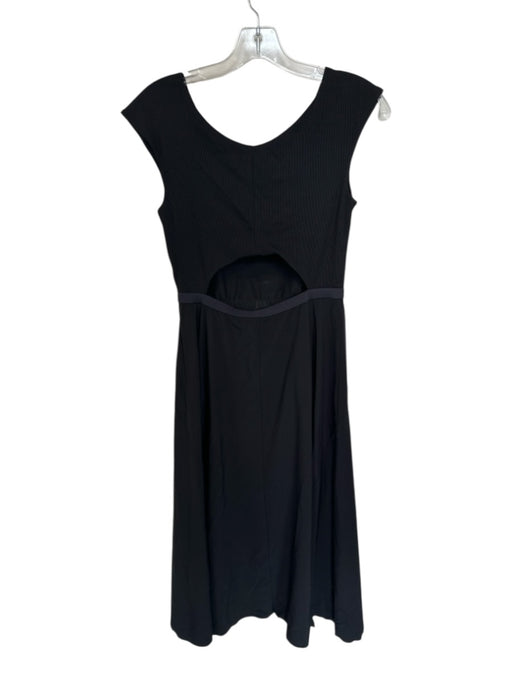 Athleta Size S Black Polyester Blend Fabric Block Cap Sleeve Athletic Dress Black / S