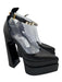 Versace Shoe Size 38.5 Black Satin Platform Pointed Toe Ankle Buckle Pumps Black / 38.5