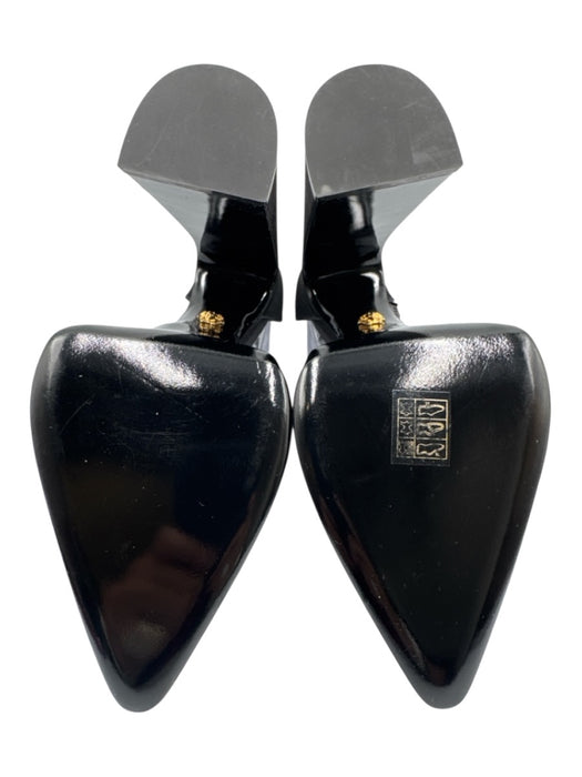 Versace Shoe Size 38.5 Black Satin Platform Pointed Toe Ankle Buckle Pumps Black / 38.5