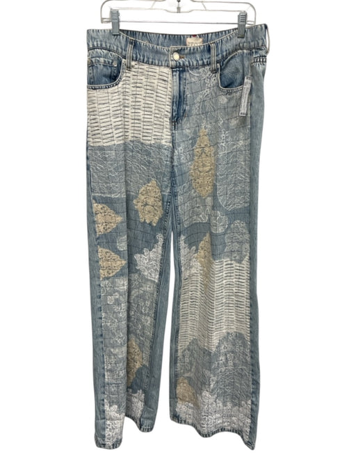 Alice + Olivia Jeans Size Estimated Large Blue & White Cotton Denim Jeans Blue & White / Estimated Large