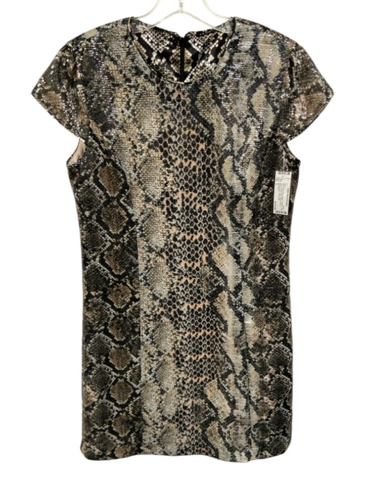 Elie Tahari Size 6 Black, White, Beige Polyester Cap Sleeve Snake Print Dress Black, White, Beige / 6