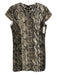 Elie Tahari Size 6 Black, White, Beige Polyester Cap Sleeve Snake Print Dress Black, White, Beige / 6