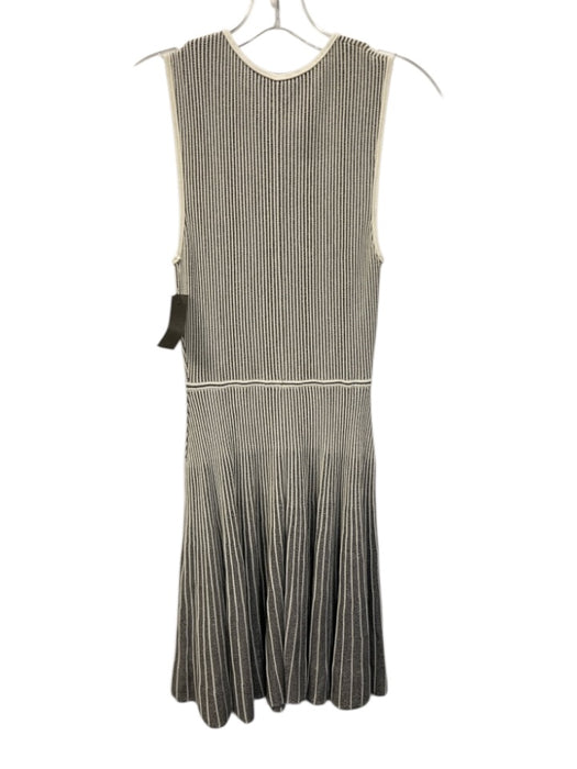 Theory Size M Black & White Viscose Sleeveless Ribbed A Line Skirt Mini Dress Black & White / M