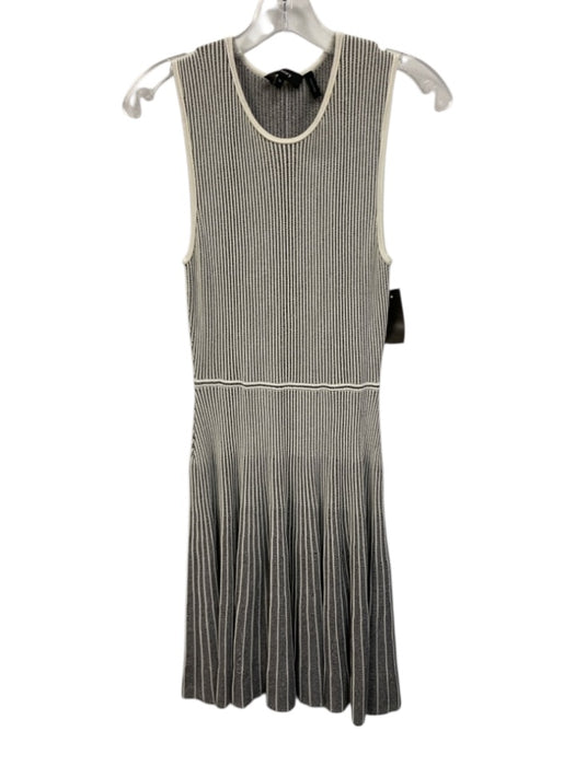 Theory Size M Black & White Viscose Sleeveless Ribbed A Line Skirt Mini Dress Black & White / M