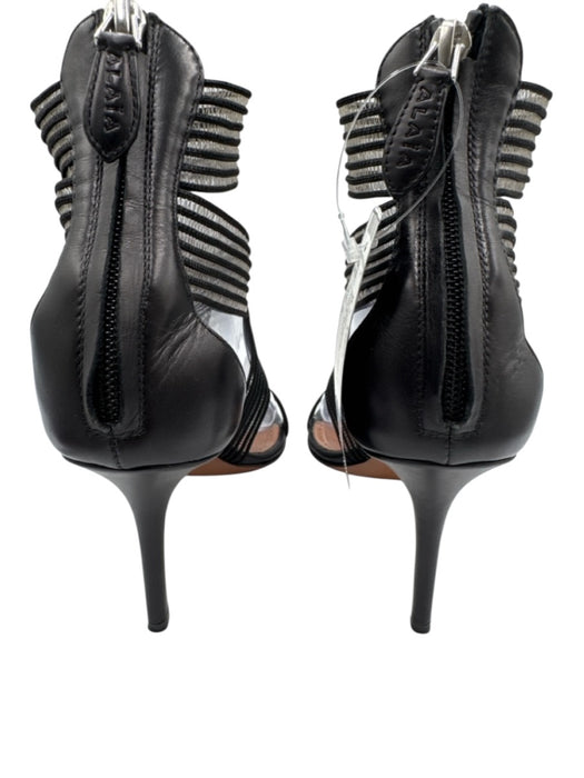 Alaia Shoe Size 37.5 Black Leather Cord Criss Cross Back Zip Heel Sandals Black / 37.5