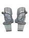 Maje Shoe Size 37 Silver Leather Square Toe Double Strap Ankle Buckle Sandals Silver / 37