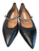 Aquazzura Shoe Size 37.5 Black Leather Pointed Toe Top Strap Pearl detail Shoes Black / 37.5