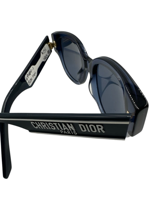 Christian Dior Navy Blue & White Acetate Logo Square Sunglasses Navy Blue & White