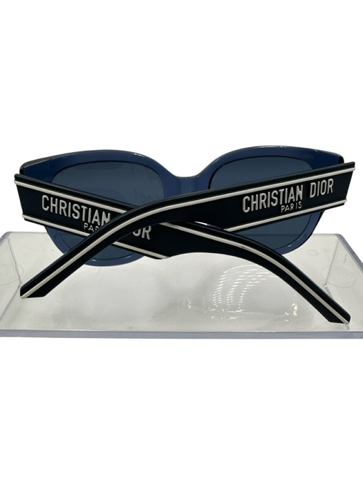 Christian Dior Navy Blue & White Acetate Logo Square Sunglasses Navy Blue & White