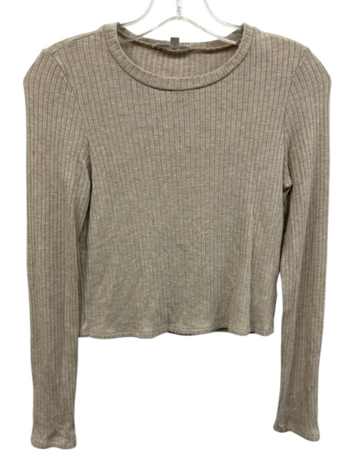 Reformation Size S Oatmeal Beige Tencel Blend Ribbed Knit Round Neck Top Oatmeal Beige / S