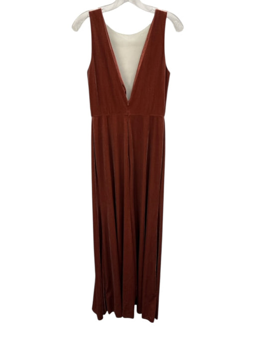 Jenny Yoo Collection Size 6 Dusty Rose Polyester Blend Velvet Mesh Detail Gown Dusty Rose / 6