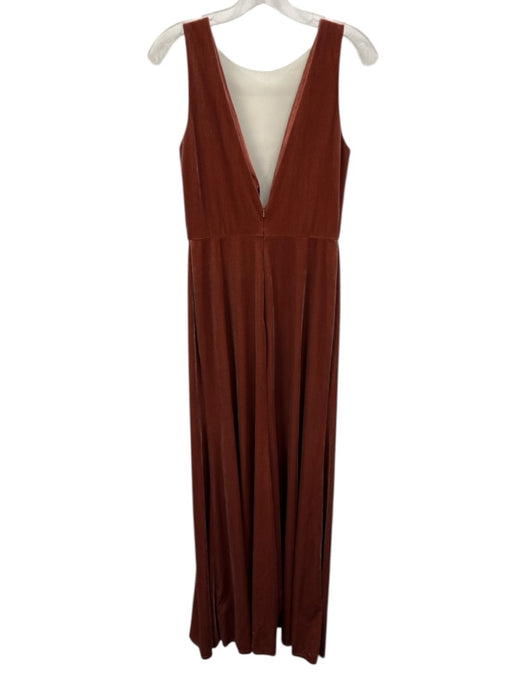 Jenny Yoo Collection Size 6 Dusty Rose Polyester Blend Velvet Mesh Detail Gown Dusty Rose / 6